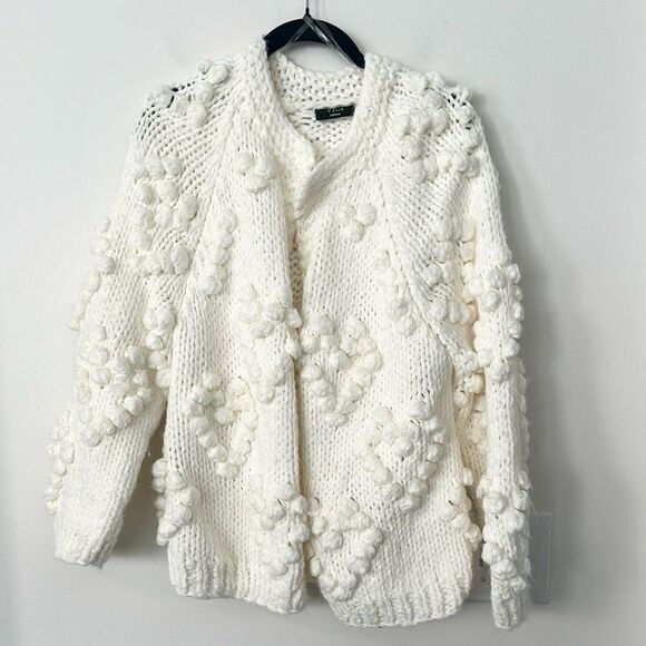 Vici Pom Pom Cardigan Ivory Knit Sweater S - Picture 1 of 6